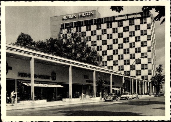 Postcard Berlin Tiergarten, Hilton Hotel