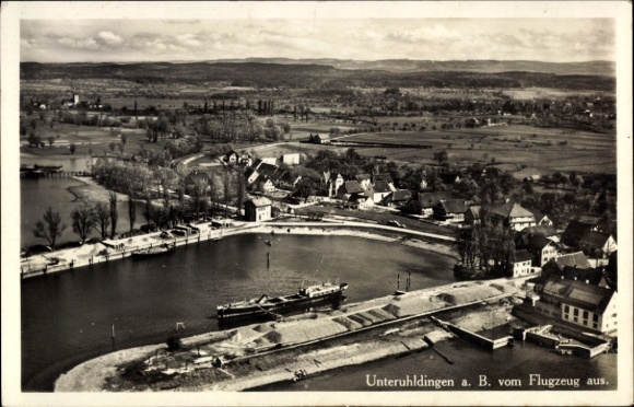 Postcard Unteruhldingen Uhldingen Mühlhofen am Bodensee, aerial photograph