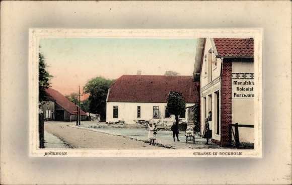 Postcard Bockhorn in Oldenburg Friesland, street, commercial building