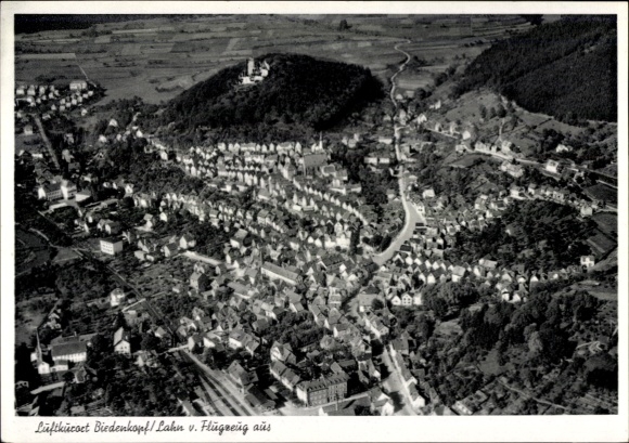 Postcard Biedenkopf on the Lahn, aerial photograph
