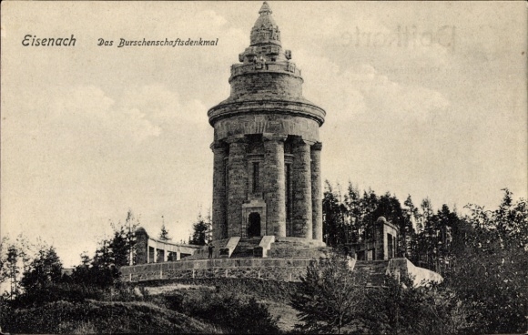 Postcard Lutherstadt Eisenach Thuringia, fraternity monument