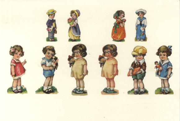 10 Oblaten Kindermotive, Spielzeug, ca. 8,5 x 4 cm und 5,5 x 2 cm