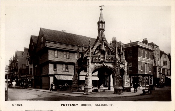 KP Salisbury, południowo-zachodnia Anglia, Putteney Cross, architektura, czerń i biel