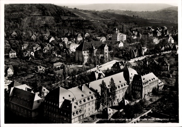 Postcard Bensheim on the Bergstraße Hesse, aerial view, houses, trees, Bergstraße