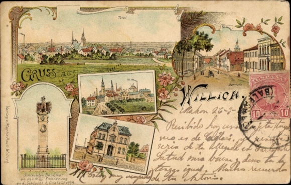 Chromo-Litho Willich am Lower Rhine, war memorial, total view