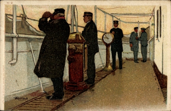 Kunstenaar litho Cassiens, H., Red Star Line, stoomboten, matrozen