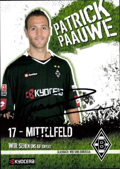 Autogrammkarte Fußballer Patrick Paauwe, Borussia Mönchengladbach, Autogramm