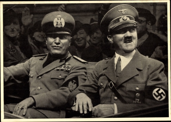 Postcard Führer and Reich Chancellor Adolf Hitler, Benito Mussolini, state meeting, men of the time 126