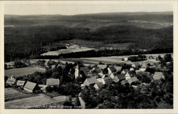 Postcard Frickenhofen Gschwend in the Ostalbkreis Württemberg, aerial photograph