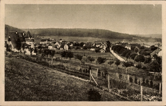 Ak Immendingen an der Donau Baden, landschap met huizen, velden, bomen, heuvelachtige omgeving