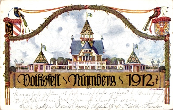 Postwaardestukkunstenaar Ak Stahl, Emil, Neurenberg, volksfeest 1912