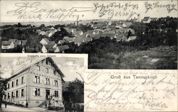 Postcard Tannenkirch Kandern in the Black Forest Baden, general view, Gasthof zum Ochsen