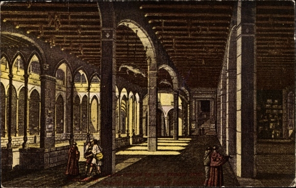 Postcard Spain, monastery, clergy, columns