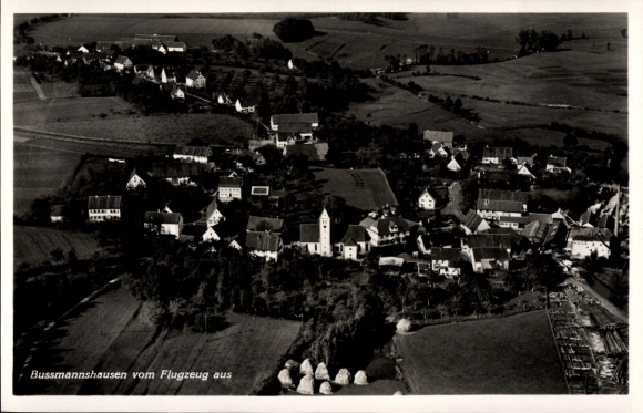 Postcard Bussmannshausen Bußmannshausen Schwendi in Upper Swabia Württemberg, aerial photograph of rural