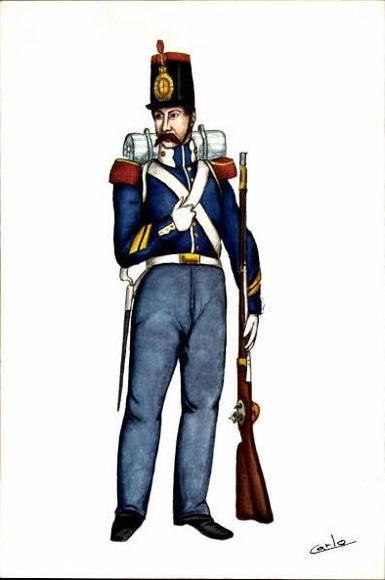 17 alte Ak mit Beiheft Uniformen des spanischen Militärs