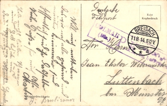 Postcard Breisach am Oberrhein, railway bridge