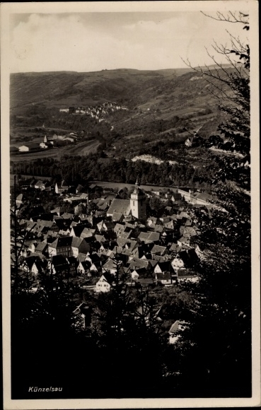 Postcard Künzelsau am Kocher Hohenlohekreis, total view of the village
