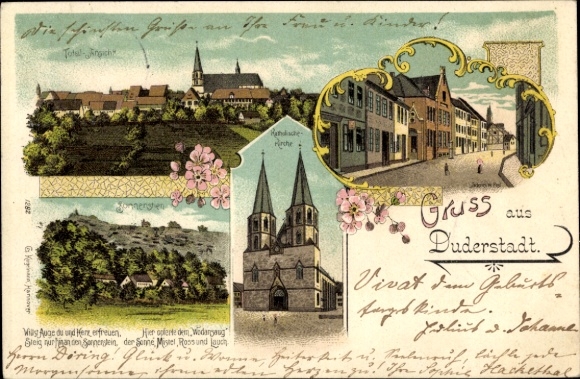 Litho Duderstadt im Eichsfeld, Kirche, Totalansicht