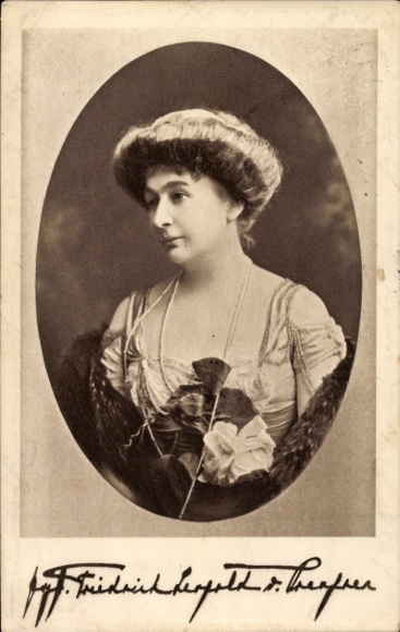 Postcard Princess Friedrich Leopold of Prussia, Louise Sophie of Schl.-Holst.-Sond.-Aug., signature