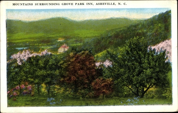 Ak Asheville North Carolina, VS, bergen rondom de Grove Park Inn