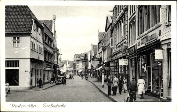 Postcard Verden an der Aller, Große Straße, shops