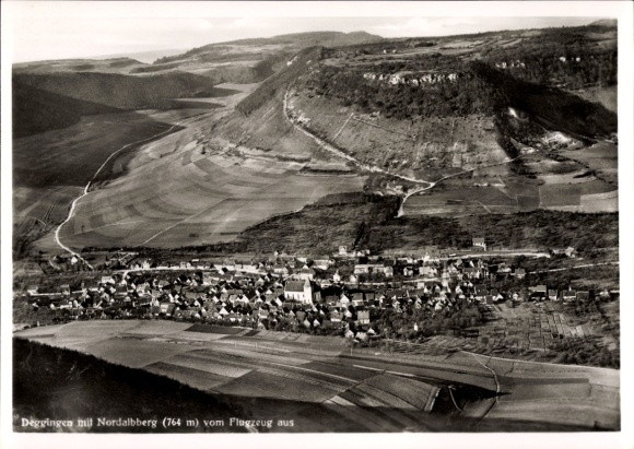 Postcard Deggingen in Württemberg, aerial photograph, Nordalbberg