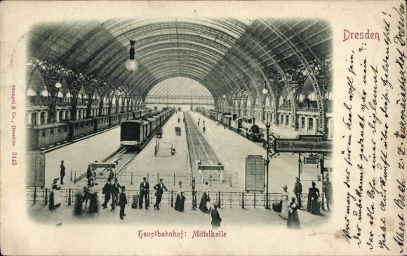 Postcard Dresden Altstadt Seevorstadt, Main Station, Central Hall