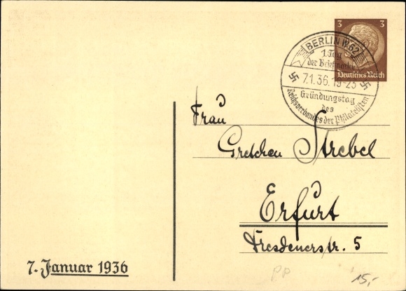 Stamps Postcard 1. Day of the stamp, founding day of the Reich Association of Philatelists