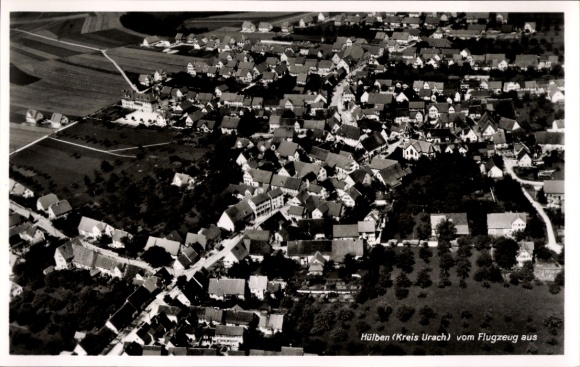 Postcard Hülben in the Swabian Alb, aerial photograph of the village
