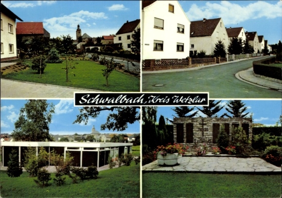 Postcard Schwalbach Schöffengrund in Hesse, partial views