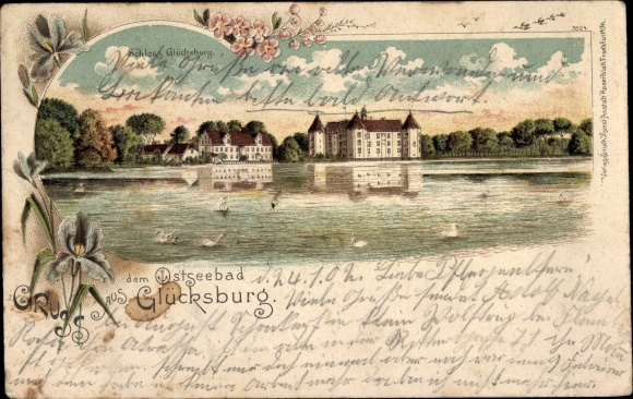 Chromo-Litho Glücksburg on the Baltic Sea, view of Glücksburg Castle