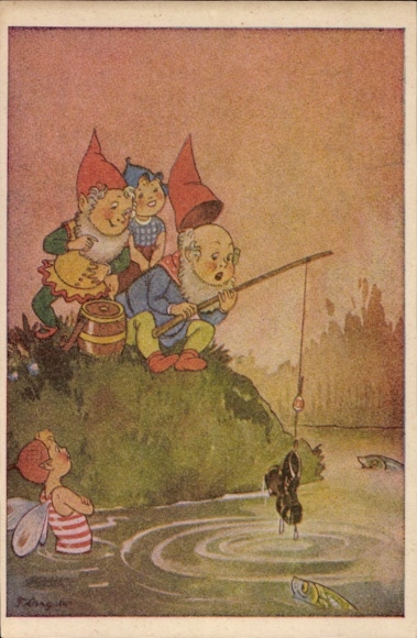 Artysta KP Krasnoludy łowią ryby, nieudany połów, but