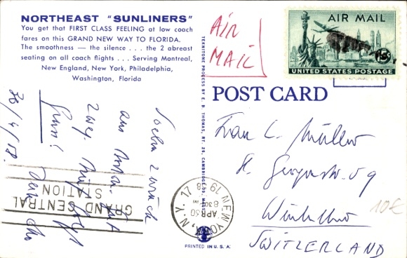 Postcard passenger aircraft Sunliners, Northeast