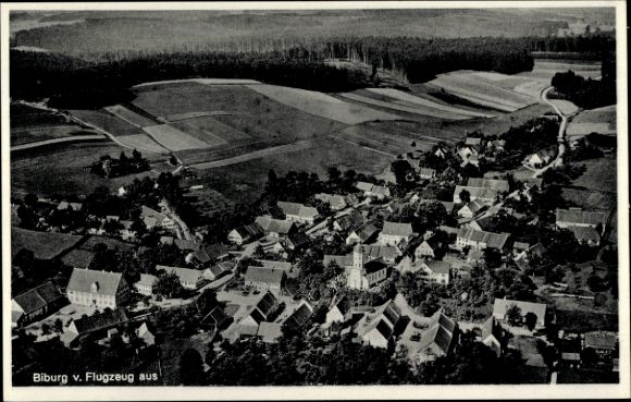 Postcard Biburg Diedorf Kreis Augsburg, aerial photograph