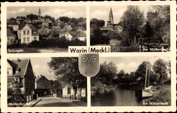 PC Warin in Mecklenburg, partial view, Am Mühlenbach, Mühlenbrücke