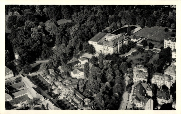 Postcard Bad Nauheim in Hesse, aerial view of parks, buildings, residential areas