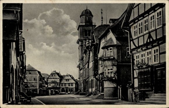 Postcard Lauterbach in Hesse, market square