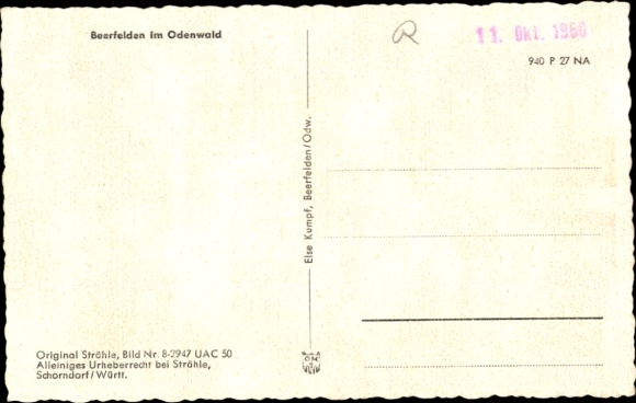 Postcard Beerfelden Oberzent in the Odenwald, aerial view of the town, numerous houses, surrounding fields and