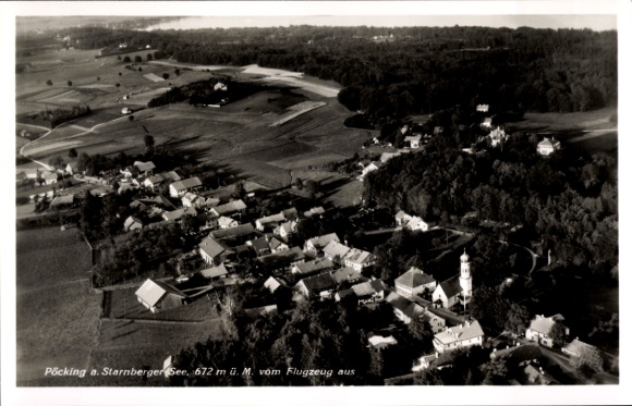 Postcard Pöcking am Starnberger See Upper Bavaria, aerial photograph