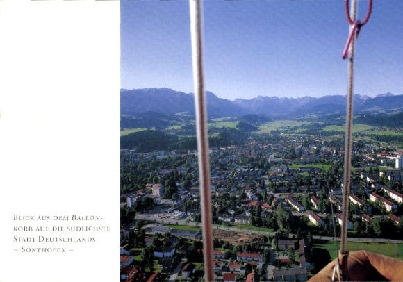 Postcard Sonthofen in Oberallgäu Swabia, view from the balloon basket