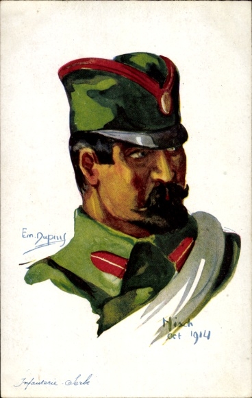 Artist Postcard Dupuis, E., France's Allies, Soldier of the Serbian Infantry, Nisch 1914
