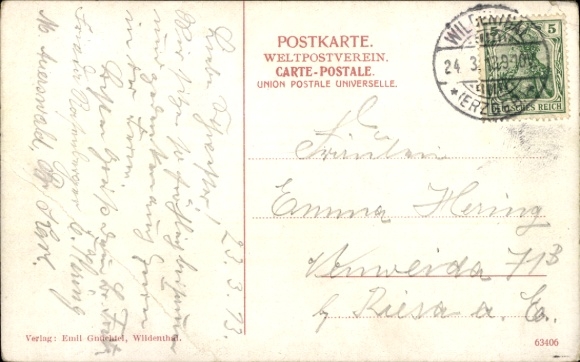 Postcard Wildenthal Eibenstock in the Ore Mountains, Hotel zur Post, general view