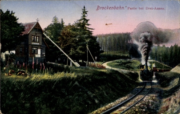 Postcard Drei Annen Hohne Wernigerode in the Harz, Brockenbahn