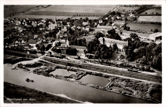 Postcard Obertheres Theres in Lower Franconia, aerial photograph