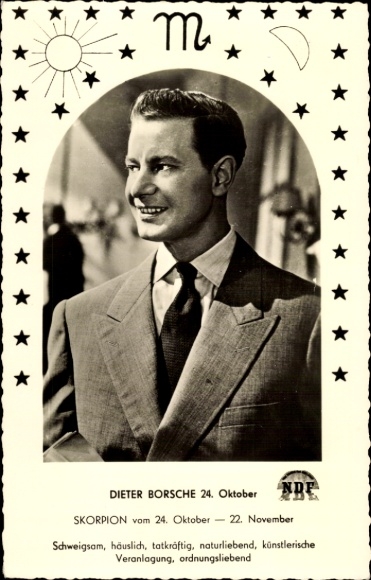 Postcard actor Dieter Borsche, portrait, Scorpio star sign