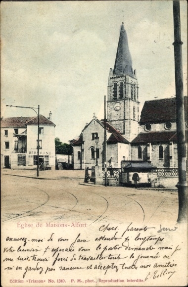 Postcard Maisons Alfort Val de Marne, church