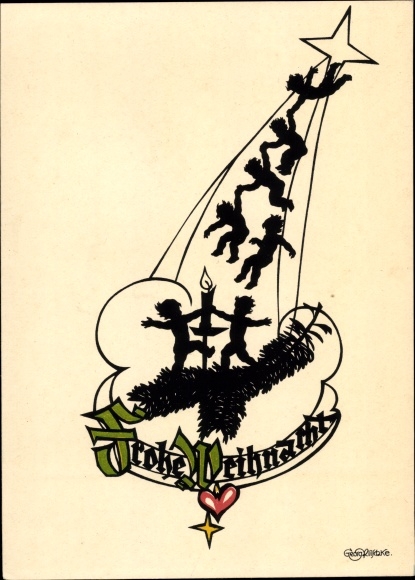 Scherenschnitt Künstler Ak Plischke, Georg, Glückwunsch Weihnachten, Engel