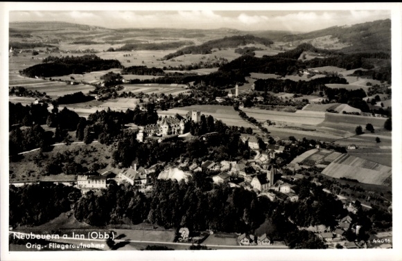 Postcard Neubeuern in Upper Bavaria, aerial photograph