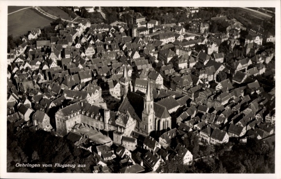 Postcard Oehringen Öhringen in Hohenlohekreis Württemberg, aerial photograph