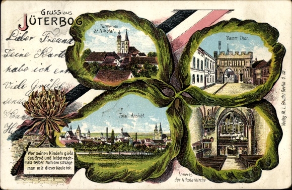 Klaverbladlitho Jüterbog in de wijk Teltow Fläming, St. Nikolai, Damm Tor, interieur van de Nikolaikirche